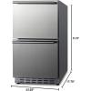 imageSummit 18 Two Drawer Refrigerator 34 cuft Capacity ADA Compliant Stainless Steel Panel Ready Capable ADRD18PNR Panels not includedStainless Steel