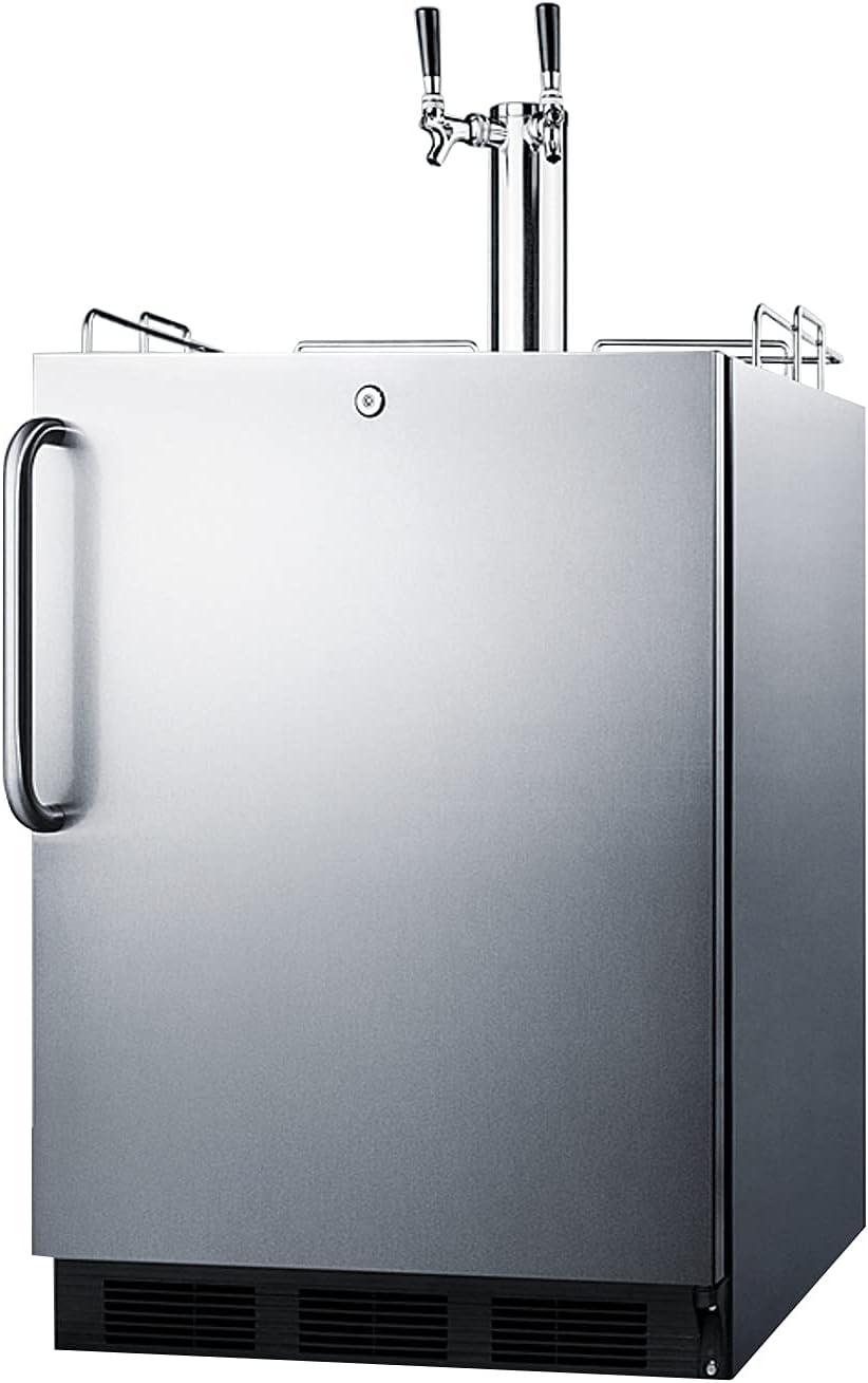 imageSummit Appliance SBC54OSBIADAWKDTWIN Builtin Undercounter ADA Compliant Commercially Listed Dual Tap Wine Kegerator in Stainless Steel Exterior for Outdoor Use Auto Defrost Lock