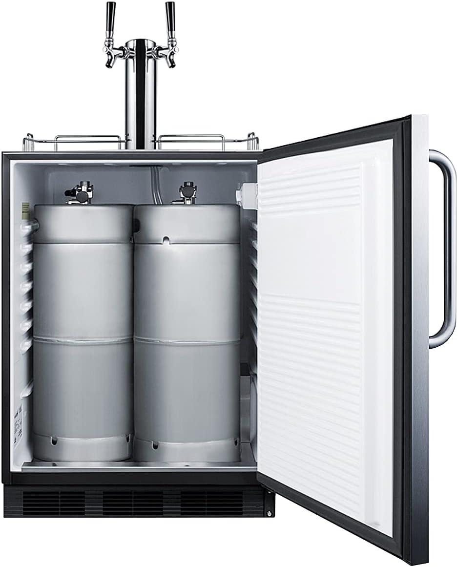 imageSummit Appliance SBC54OSBIADAWKDTWIN Builtin Undercounter ADA Compliant Commercially Listed Dual Tap Wine Kegerator in Stainless Steel Exterior for Outdoor Use Auto Defrost Lock