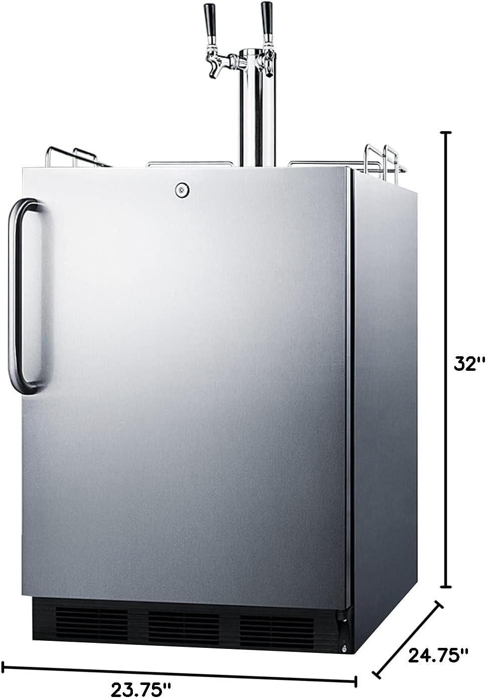 imageSummit Appliance SBC54OSBIADAWKDTWIN Builtin Undercounter ADA Compliant Commercially Listed Dual Tap Wine Kegerator in Stainless Steel Exterior for Outdoor Use Auto Defrost Lock