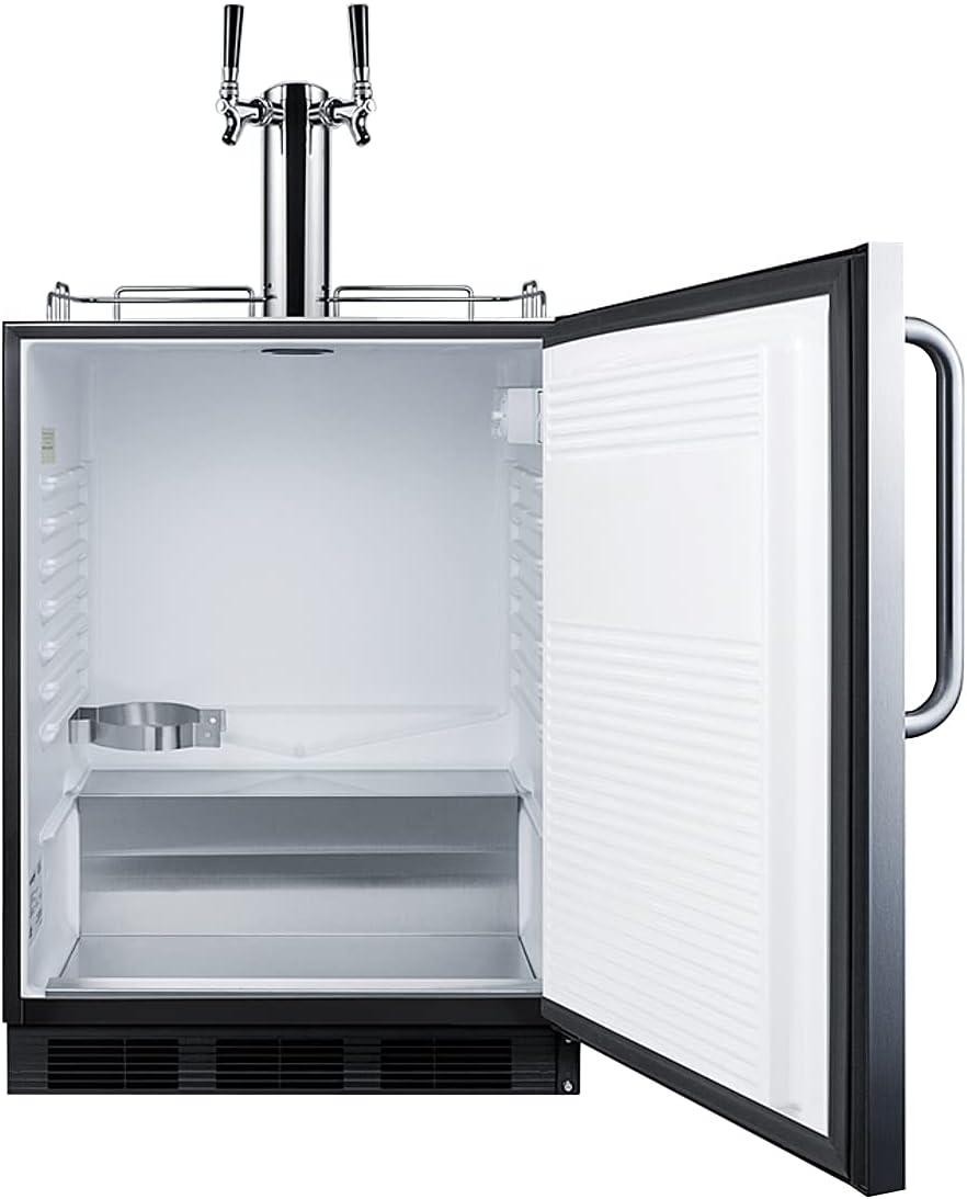 imageSummit Appliance SBC54OSBIADAWKDTWIN Builtin Undercounter ADA Compliant Commercially Listed Dual Tap Wine Kegerator in Stainless Steel Exterior for Outdoor Use Auto Defrost Lock
