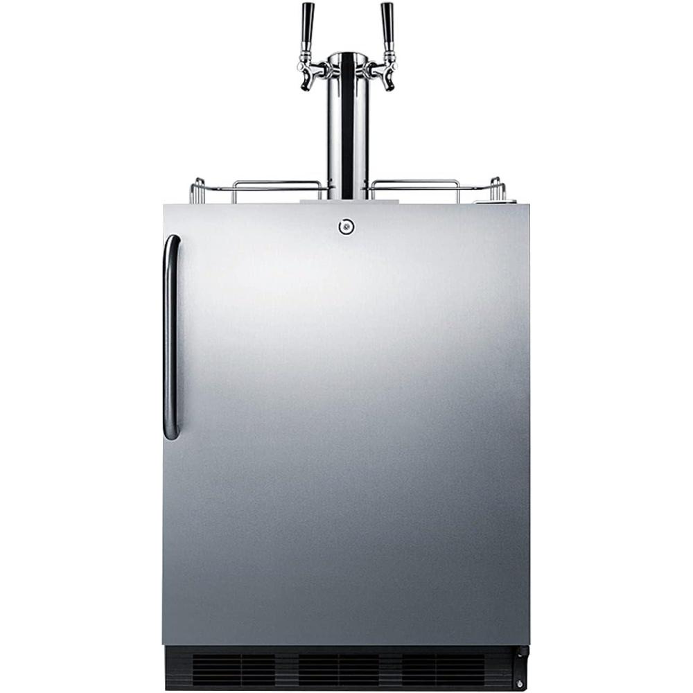 imageSummit Appliance SBC54OSBIADAWKDTWIN Builtin Undercounter ADA Compliant Commercially Listed Dual Tap Wine Kegerator in Stainless Steel Exterior for Outdoor Use Auto Defrost Lock