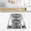 imageSummit 12quot 2 Burner Electric Cooktop 230V Radiant Cooktop Coil Elements Made in the USA White CCE225WHStainless Steel