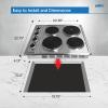 imageSummit 24quot Electric Cooktop 4 Burners 230V Solid Disk Cooktop Stainless Steel and Black CSD4B24Stainless Steel