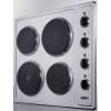 imageSummit 24quot Electric Cooktop 4 Burners 230V Solid Disk Cooktop Stainless Steel and Black CSD4B24Stainless Steel