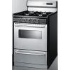 imageSummit Appliance TNM6307BKW 24quot Wide Gas Range in Stainless Steel with Open Burners High Backguard ClockTimer Oven Window Adjustable Oven Racks Broiler Pan and Electronic Ignition