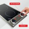 imageSummit CR2B120 12inch Wide 115V 2Burner Radiant Electric Cooktop Jet Black Glass Easy to Clean Two Burner Total 2400W PushtoTurn Knob Control Indicator Light Hot Warning Easy PlugInBlack