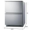 imageSummit SPRF34D7 Commercially Approved 24quot 2Drawer RefrigeratorFreezer Stainless Steel Digital Thermostat Frostfree Operation Professional Handles 34quotH x 2363quotW x 2375quotD Panel Not Included