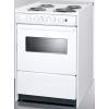 imageSummit WEM610RW 24quotquot SlideIn Electric Range with 4 Elements Waist High Broil Oven Racks Chrome Drip Pans Indicator Lights and PushToTurn Burner Knobs in White