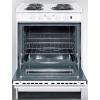 imageSummit WEM610RW 24quotquot SlideIn Electric Range with 4 Elements Waist High Broil Oven Racks Chrome Drip Pans Indicator Lights and PushToTurn Burner Knobs in White