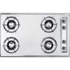 imageSummit 30quot 4Burner Gas Cooktop Open Burners Electric Ignition 115V Gas Cooktop Made in the USA Stainless Steel Look ZNL053White