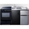 imageSummit 63quot AllinOne Kitchenette with Electric Range RefrigeratorFreezer Sink White ACK63ELSTBBlack