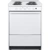 imageSummit Appliance WEM610R 24quot Wide Slidein Electric Coil Top Range in White with Lower Storage Compartment Recessed Oven Door Broiler Pan Indicator Lights Pushtoturn Burner KnobsWhite