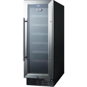 imageSummit 12 Glass Door BuiltIn Wine Cellar 21 Bottle Wine Refrigerator SWC1224BStainless Steel