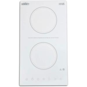 imageSummit 12quot 2 Burner Electric Cooktop 115 Volt Radiant Cooktop ADA Compliant Black CR2B15T1B Safety Automatic ShutoffWhite