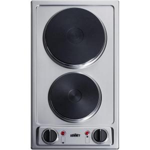 imageSummit 12quot 2 Burner Electric Cooktop 115 Volt Solid Disk Cooktop ADA compliant Stainless Steel Cast Iron CSD2B115115V