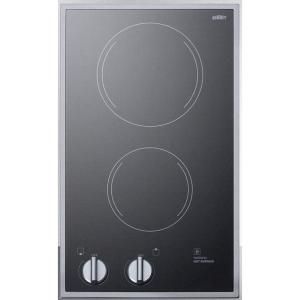 imageSummit 12quot 2 Burner Electric Cooktop 220240 Volt Radiant Cooktop ADA Compliant Black ampamp Stainless Steel CR2B22STBlack