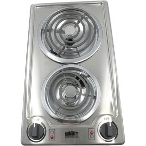 imageSummit 12quot 2 Burner Electric Cooktop 230V Radiant Cooktop Coil Elements Made in the USA White CCE225WHStainless Steel