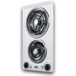 imageSummit 12quot 2 Burner Electric Cooktop 230V Radiant Cooktop Coil Elements Made in the USA White CCE225WHWhite