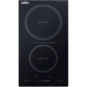 imageSummit 12quot Induction Cooktop 2 Cooking Zones 208240V Electric Cooktop With 30Minute Safety Shutoff ADA Compliant Design Black  SINCH230V2B115120V