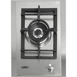 imageSummit 15quot Single Burner Gas Cooktop Cast Iron Grate Stainless Steel with Trim Kit GCJ1SSTK15Natural Gas