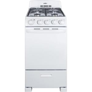 imageSummit 20 Inch Wide Gas Range 4 Sealed Burners 23 cuft Oven ADA Compliant RG201B WhiteWhite