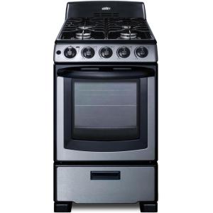 imageSummit 20quot Gas Range 4 Sealed Burners 23 cuft Capacity Stainless Steel with Black Trim PRO201SSBlack