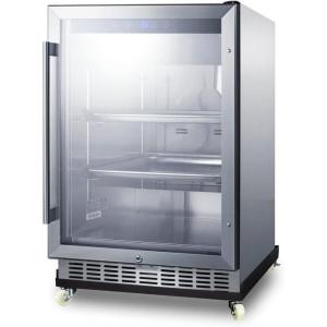 imageSummit 24 Beverage Center Outdoor Beverage Refrigerator Mobile Beverage Center 50 cuft Capacity Stainless Steel ampamp Glass SCR611GLOSRIStainless Steel
