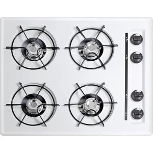 imageSummit 24quot 4Burner Gas Cooktop Open Burners Electric Ignition 115V3 Gas Cooktop Made in the USA White WNL033White
