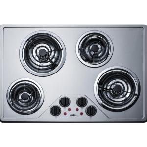 imageSummit 24quot Electric Cooktop 4 Burners 208240V Coil Cooktop ADA Compliant Stainless Steel CR4SS2430Inch