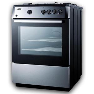 imageSummit 24quot Gas Range 4 Sealed Burners 255 cuft Capacity Stainless Steel with Black Trim PRO24GStainlessSteelBlack