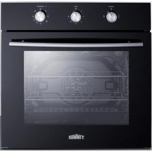 imageSummit 24quot Gas Single Wall Oven 23 Cuft Jet Black Glass Door with Broil Bake and Convection Cooking Setting Knob Control Black Natural Gas SGW241BKBlack
