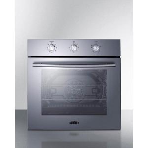 imageSummit 24quot Gas Single Wall Oven 23 Cuft Jet Black Glass Door with Broil Bake and Convection Cooking Setting Knob Control Black Natural Gas SGW241BKStainless Steel