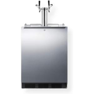 imageSummit 24quot Undercounter Kegerator Dual Tap Kit ADACompliant Stainless Steel  SBC58BLBIADALock 2 Tap Locks IncludedStainless Steel