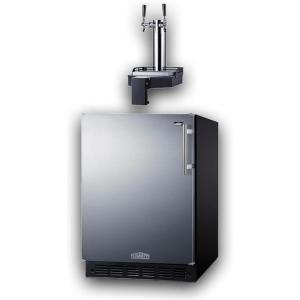 imageSummit 24quot Undercounter Kegerator Floating Tap Dual Tap Kit No Drill Beer Dispenser Stainless Steel SBC7BRSFLTWADALHD Left Handed Door SwingStainless Steel