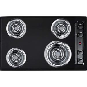 imageSummit 30quot 4 Burner Electric Cooktop 230 Volt Coil Electric Cooktop Black TEL05