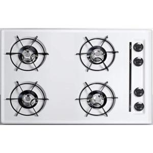 imageSummit 30quot 4Burner Gas Cooktop Open Burners Battery Start Ignition Gas Cooktop Made in the USA White WNL05PWhite