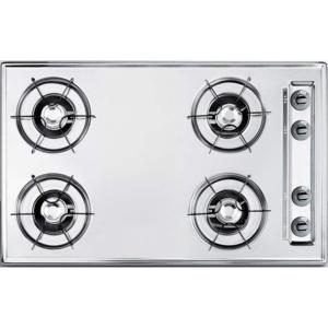 imageSummit 30quot 4Burner Gas Cooktop Open Burners Electric Ignition 115V Gas Cooktop Made in the USA Stainless Steel Look ZNL053White