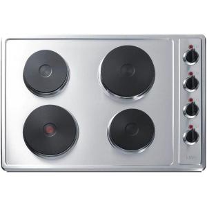 imageSummit 30quot Electric Cooktop 4 Burners 208240V Solid Disk Cooktop Stainless Steel and Black CSD4B30030Inch