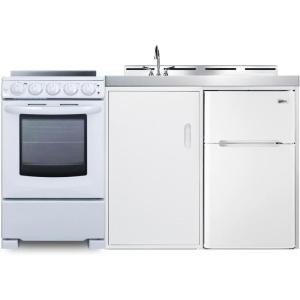imageSummit 60quot AllinOne Kitchenette with Electric Range RefrigeratorFreezer Sink White ACK60ELSTWWhite