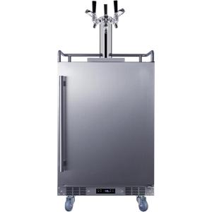 imageSummit Appliance BC74OSCOMTRIPLE 24quot Wide Builtin Outdoor Commercial Beer Kegerator 56 cuft Interior Weatherproof Triple Tap System Removable Locks Digital Thermostat Pro Style Handle