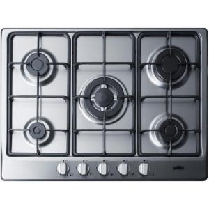 imageSummit Appliance GC527SSTK30 5Burner Gas Cooktop in Stainless Steel with Sealed Burners Cast Iron Grates Wok Stand and Stainless Steel Frame to Allow Installation in 30quot Wide Counter OpeningsStainless Steel
