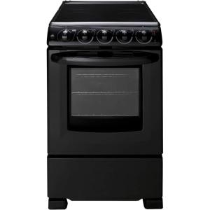 imageSummit Appliance REX2051BRT 20quot Wide Electric SmoothTop Range Oven Black Smooth Ceramic Glass Top Removable Backguard 4 Cooking Zones Pushtoturn Burner Knobs Waisthigh Broiler