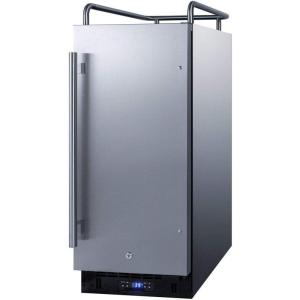 imageSummit Appliance SBC15NK Builtin 15quot Wide Commercially Listed Kegerator with Auto Defrost Digital Thermostat Stainless Steel Door Pro Style Handle Front Lock Black Cabinet and Sealed BackStainless Steel