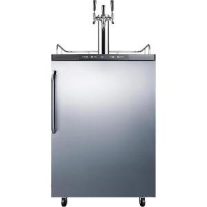 imageSummit Appliance SBC635MSSTBTRIPLE 24quot Wide Kegerator FullSized Beer Dispenser Triple Tap System Fully Finished Black Cabinet 56 cu ft Capacity Tap Kit Included Stainless Steel Wrapped DoorBlackStainless Steel