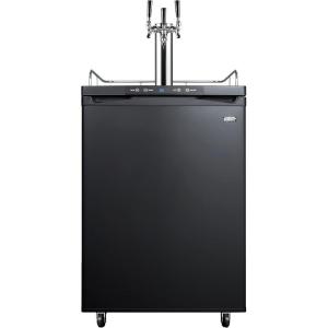 imageSummit Appliance SBC635MTRIPLE 24quot Wide Kegerator Black FullSized Beer Dispenser 56 cuft Capacity Triple Tap System Stainless Steel Floor Cover Digital Thermostat Automatic DefrostBlack