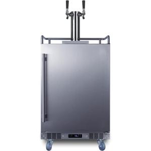 imageSummit Appliance SBC682CFTWIN 24quot Wide BuiltIn Cold Brew Coffee Kegerator 56 cuft Capacity Weatherproof Design Dual Tap System Automatic Defrost Digital Thermostat 4 Casters Tap Cool SystemStainless Steel