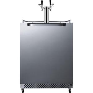 imageSummit Appliance SBC696OSTWINTL 24 Wide BuiltIn Outdoor Kegerator with TapLocks Weatherproof Complete Tap Kit Taplock Included Dual Tap System Digital Thermostat Automatic Defrost Silver