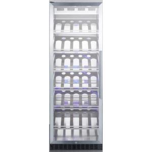 imageSummit Appliance SCR1401LHCH FullSize Commercially Listed Wine Cellar with Left Hand Door Stainless Steel Interior Champagne Shelving SelfClosing Glass Door Lock and Black Cabinet