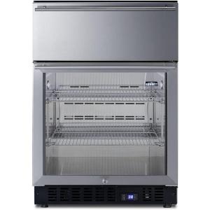 imageSummit Appliance SCR615TD Commercially Approved 476 CuFt Undercounter 24quot Wide BuiltIn Beverage Refrigerator with Glass Door and Upper Refrigerated Drawer Compartment